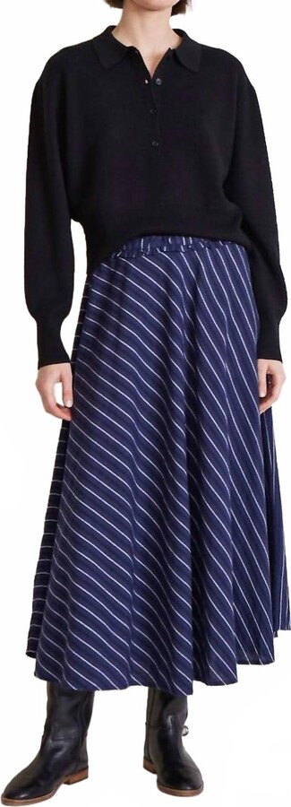Apiece Apart Rene Midi Skirt In Navy Stripe