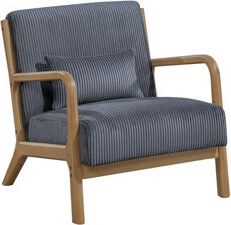 George Oliver 1Pc Accent Chair Eye-Catching Corduroy Upholstered Seat Cushion Modern Wooden Frame Living Room Furniture Chair