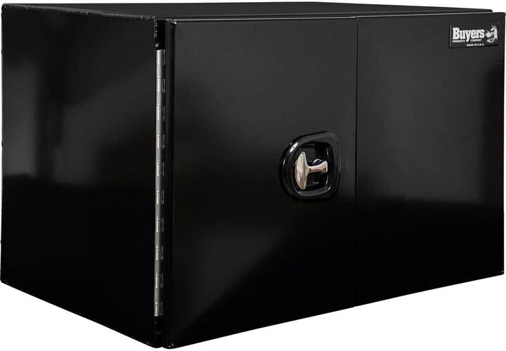 Buyers Products 24 in. x 24 in. x 60 in. Black Smooth Aluminum Underbody Truck Tool Box with Barn Door