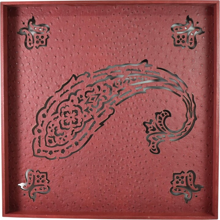 Etro Home Interiors Etro Home Accessory Paisley Leather & Wood Serving Tray, Italy
