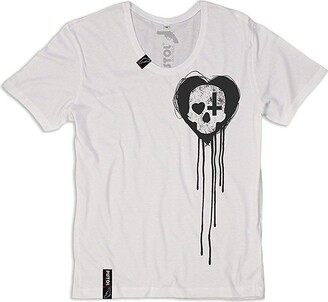 Pistol Boutique mens Black Deep V neck ARROW HEART dribble fashion t-shirt 