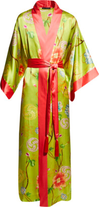 Josie Natori Saito Long Floral-Print Robe