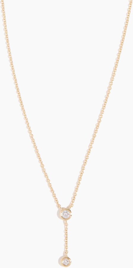 Diamond Bezel Lariat Necklace in 14k Yellow Gold