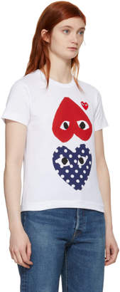 Comme des Garcons Play White Polka Dot Heart Logo T-Shirt