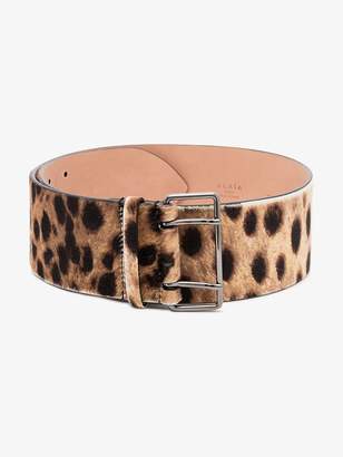 Alaia beige, brown and black animal print wide leather belt