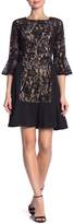 Thumbnail for your product : New York Collective 3/4 Bell Sleeve Round Neck Dress
