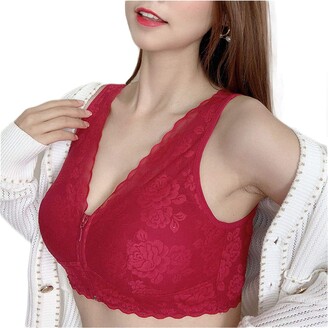 Sendyou Mastectomy Bras for Women Breast Prosthesis with Pockets Full Soft  lace 36/80-48/110BC SY78 (Red - ShopStyle
