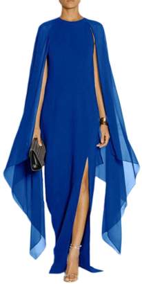 Suvotimo Women Hot Elegant High Neck Batwing Sleeve Slit Asymmetric Chiffon Party Maxi Dress XL