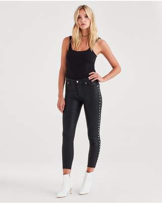 7 For All Mankind BAir Ankle Skinny With Cut Off Hem In Black With Studs