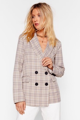 BEIGE Nasty GalNasty Gal Womens What The Check Double Breasted Blazer S, BEIGE Nasty GalNasty Gal Womens What The Check Double Breasted Blazer S,