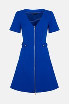 Thumbnail for your product : Karen Millen Structured Crepe Quilted Waist A- Line Dress