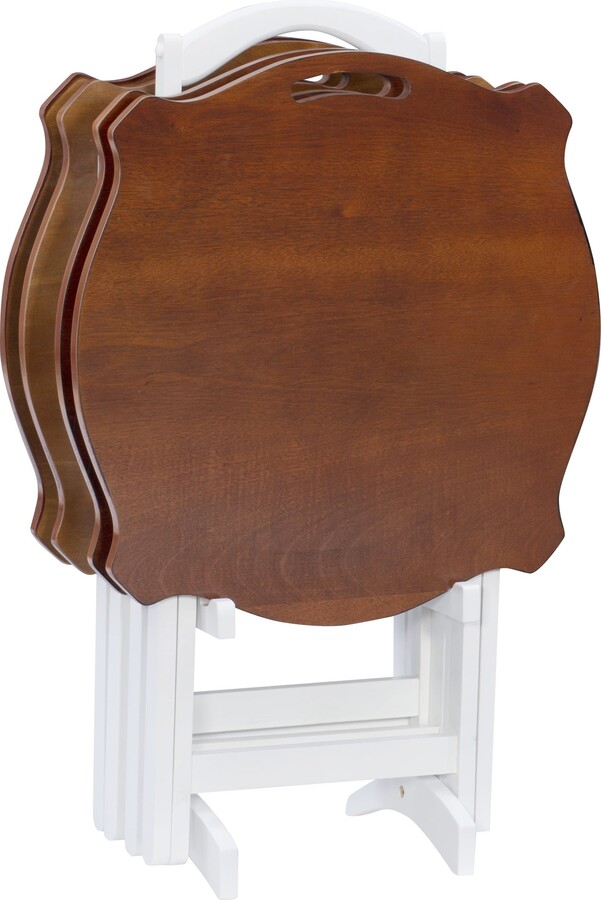 Global Pronex Seraphina Oversized Folding Tray Table Set with Stand, 5