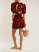 Thumbnail for your product : Zimmermann Jaya Wave Cotton Top - Womens - Burgundy