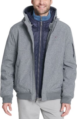 Tommy Hilfiger Men's Soft Shell Fashion Bomber with Contrast Hood