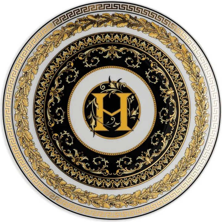 Versace Home Virtus Alphabet H decorated plate