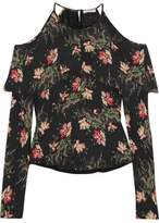 Thumbnail for your product : Vilshenko Cold-Shoulder Floral-Print Silk Crepe De Chine Blouse