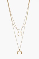 Thumbnail for your product : boohoo Circle & Horn Layered Necklace
