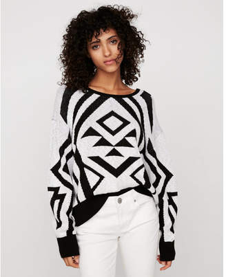 Express hi-lo geometric print wedge sweater