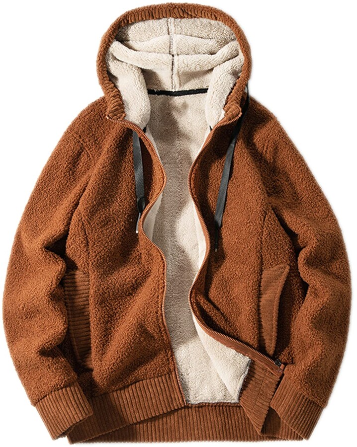 mens sherpa moletom com capuz zip up