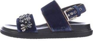 Marni Velvet Crystal Embellishments Slingback Sandals