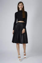Thumbnail for your product : Topshop Pu black pleated midi skirt