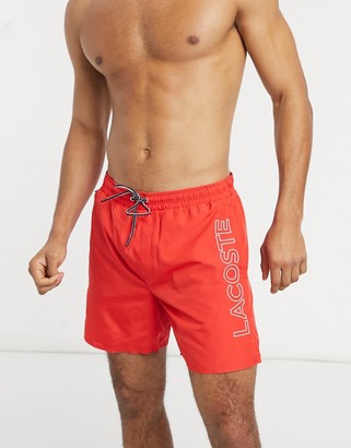 Lacoste boxer-included swim shorts in red