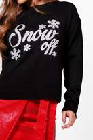 Thumbnail for your product : boohoo Petite Snow Off Slogan Christmas Jumper