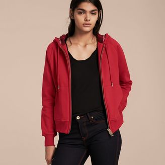 Burberry Hooded Zip-front Cotton Blend Sweatshirt, Red