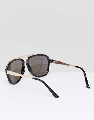 Jeepers Peepers metal aviator sunglasses in black/gold