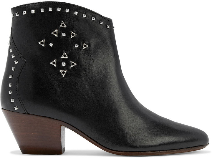 Isabel Marant Dacken Studded Leather Ankle Boots - ShopStyle