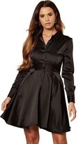 Thumbnail for your product : UNIQUE21 Women Luxe Satin Shirt Dress - Ladies Casual Work Office Long Sleeve Blouse Mini Dress (14