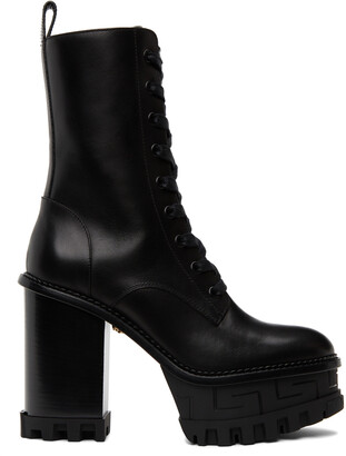 Versace Black Greca Heeled Boots