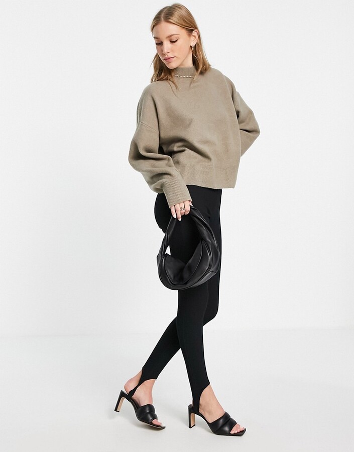 And other stories polyester high neck jumper in mole BEIGE