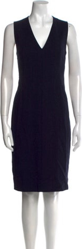 Akris x Bergdorf Goodman Wool Sheath Dress Purple Sleeveless with V-Neck