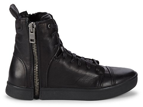 Diesel Leather High-Top Side Zip Sneakers - ShopStyle