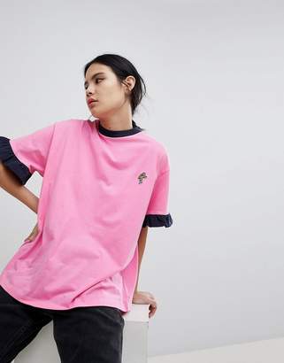Lazy Oaf Oversized T-Shirt With Chicken Drumstick Patch