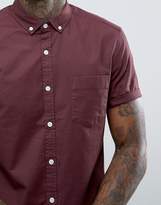 Thumbnail for your product : ASOS Casual Slim Oxford Shirt With Stretch In Burgundy