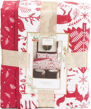 TJMAXX Norwegian Toile Reversible Quilt Set, Cotton/Polyester