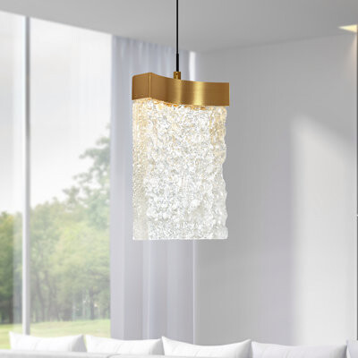 CWI Lighting Integrated LED 6" Modern Mini Pendant with Handmade Textured Glass for Kitchen Island Entryway Island Hallway