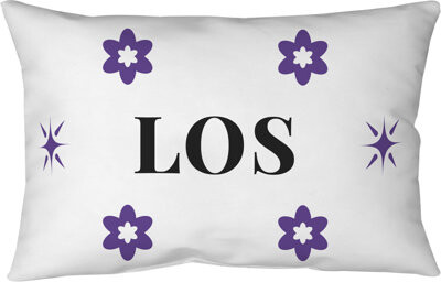 Khieu LA Purple Gold White Spun Polyester Blown & Closed Pillow 20 inch x 14 inch