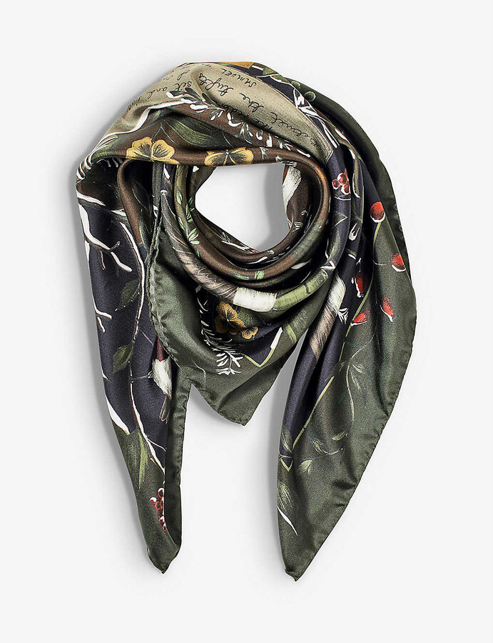Aspinal of London Woodland graphic-print silk scarf - ShopStyle Scarves &  Wraps