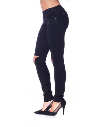 Missy Empire Anjie Black Distressed Ripped Knee Jeans