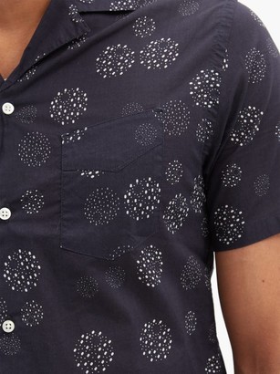 Officine Generale Dario Short-sleeved Dot-print Cotton Shirt - Navy Multi