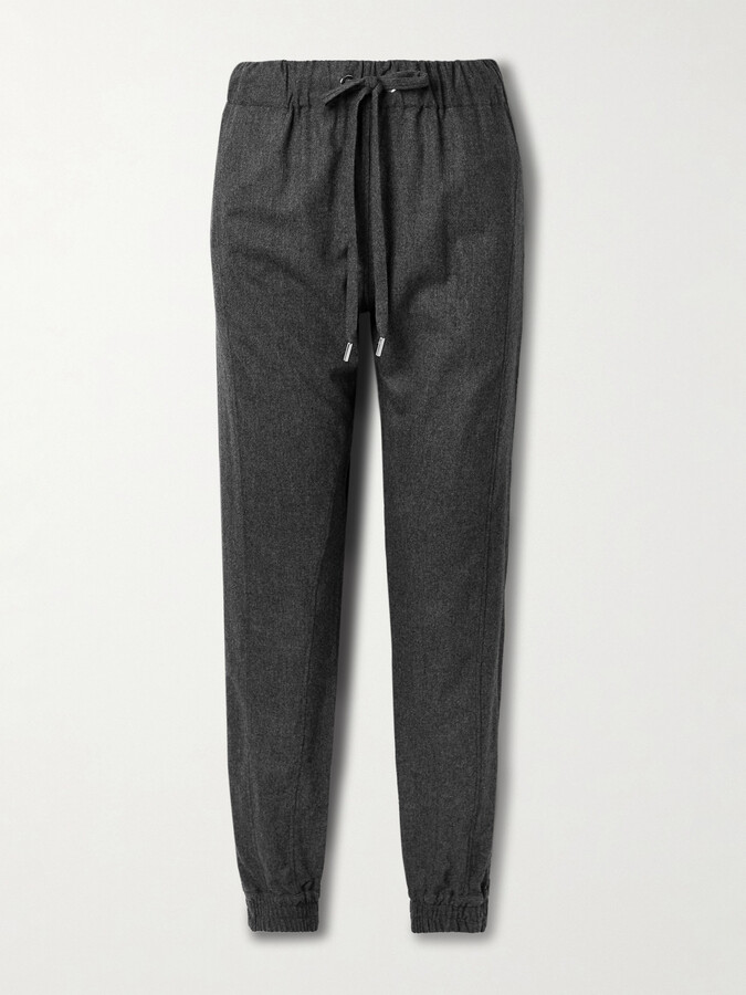 SASUPHI - Valentina Stretch-wool And Cashmere-blend Tapered Track Pants - Gray