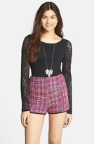 Thumbnail for your product : PPLA High Waist Tweed Shorts (Juniors)