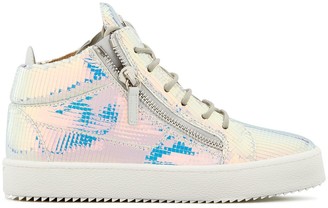 metallic high top sneakers womens