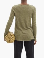 Thumbnail for your product : ATM - Distressed-hem Slubbed-cotton Long-sleeved T-shirt - Khaki