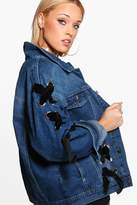 Thumbnail for your product : boohoo Plus Robin Vintage Wash Lace Up Denim Jacket