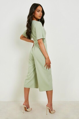 boohoo Petite Belted Culotte Jumpsuit - ShopStyle