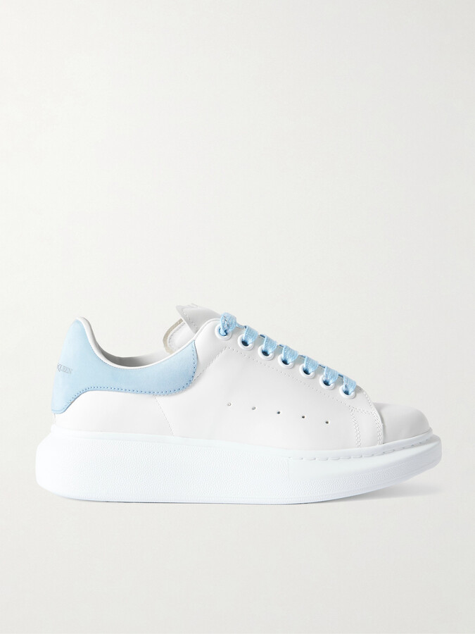 Alexander McQueen Suede-trimmed Leather Exaggerated-sole Sneakers - White